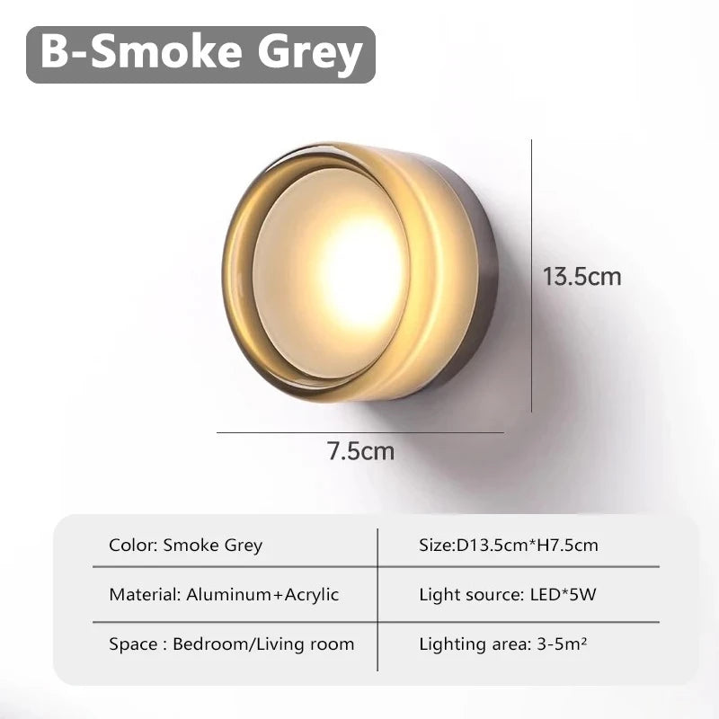 Nordic LED Minimalist Circular Wall Lamp Decoration Personality Acrylic Small Background Bedroom Indoor Hotel Wall Lighting