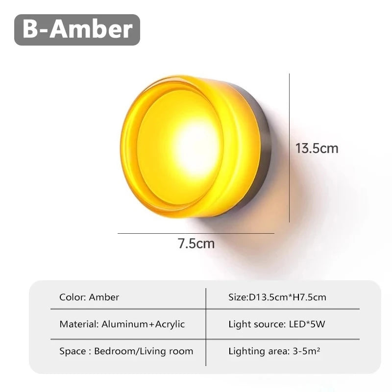 Nordic LED Minimalist Circular Wall Lamp Decoration Personality Acrylic Small Background Bedroom Indoor Hotel Wall Lighting