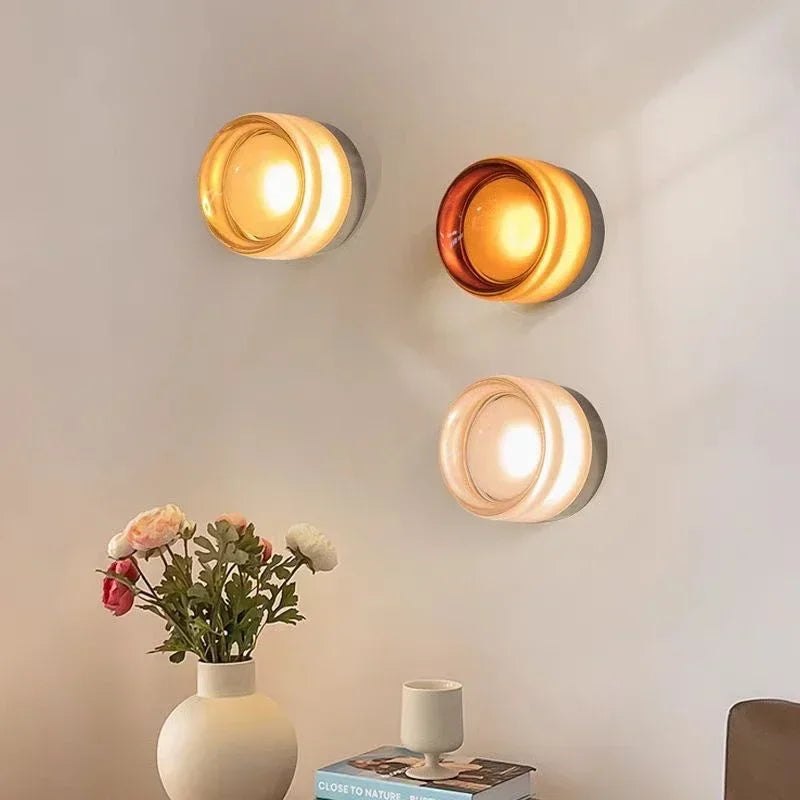 Nordic LED Minimalist Circular Wall Lamp Decoration Personality Acrylic Small Background Bedroom Indoor Hotel Wall Lighting