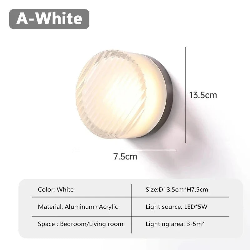 Nordic LED Minimalist Circular Wall Lamp Decoration Personality Acrylic Small Background Bedroom Indoor Hotel Wall Lighting