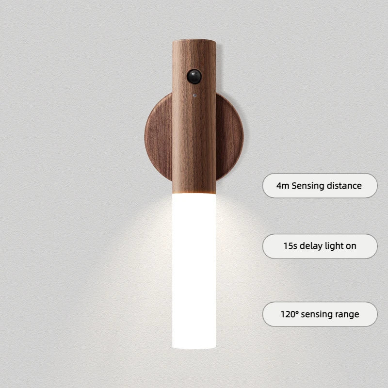 Night Light Motion Sensor Night Lights Rechargeable Wall Sconces Magnetic Wall Lights Wooden Wall Lighting for Bedroom Stair