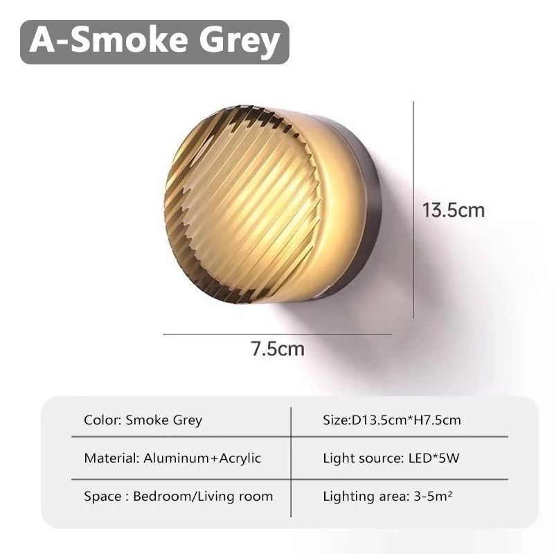 Nordic LED Minimalist Circular Wall Lamp Decoration Personality Acrylic Small Background Bedroom Indoor Hotel Wall Lighting