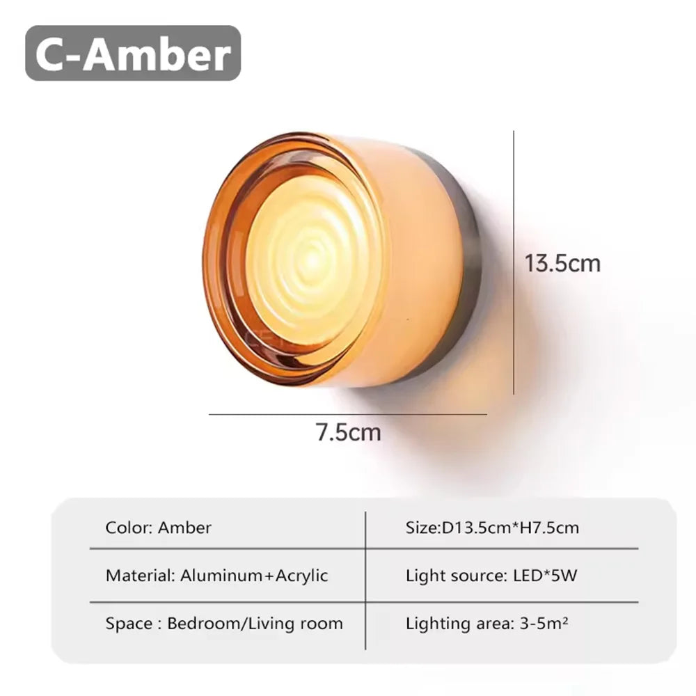 Nordic LED Minimalist Circular Wall Lamp Decoration Personality Acrylic Small Background Bedroom Indoor Hotel Wall Lighting