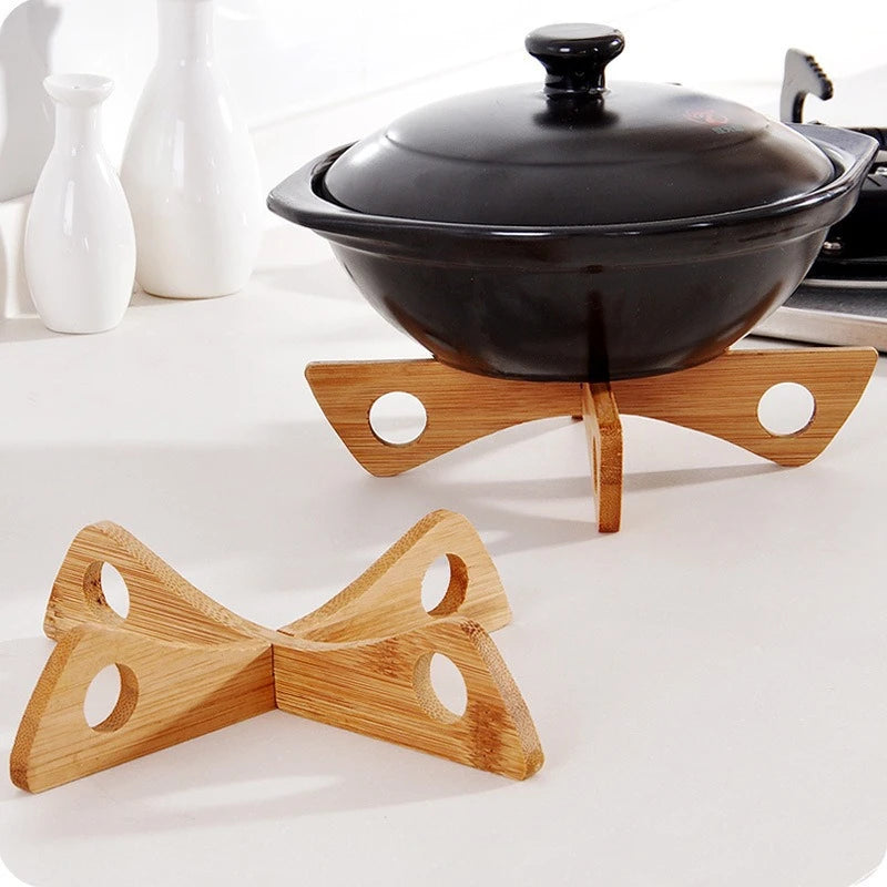 Cross Tray Holder Wooden Removable Table Mat Anti-Heat Steam Table Mat Household Kitchen Anti-Slip Wooden Mat Gadget