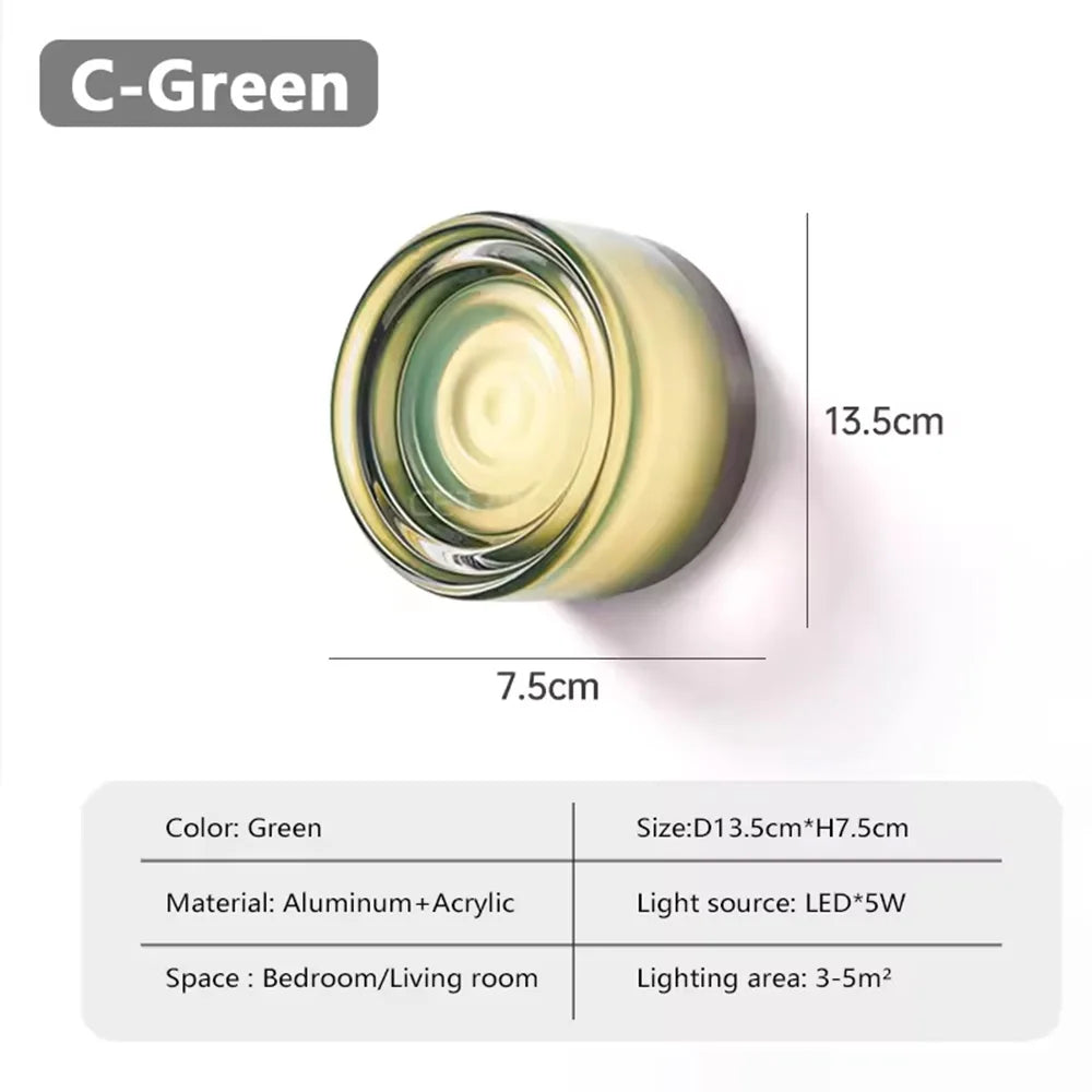 Nordic LED Minimalist Circular Wall Lamp Decoration Personality Acrylic Small Background Bedroom Indoor Hotel Wall Lighting