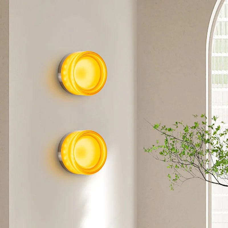 Nordic LED Minimalist Circular Wall Lamp Decoration Personality Acrylic Small Background Bedroom Indoor Hotel Wall Lighting