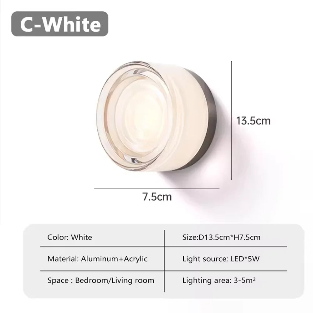 Nordic LED Minimalist Circular Wall Lamp Decoration Personality Acrylic Small Background Bedroom Indoor Hotel Wall Lighting
