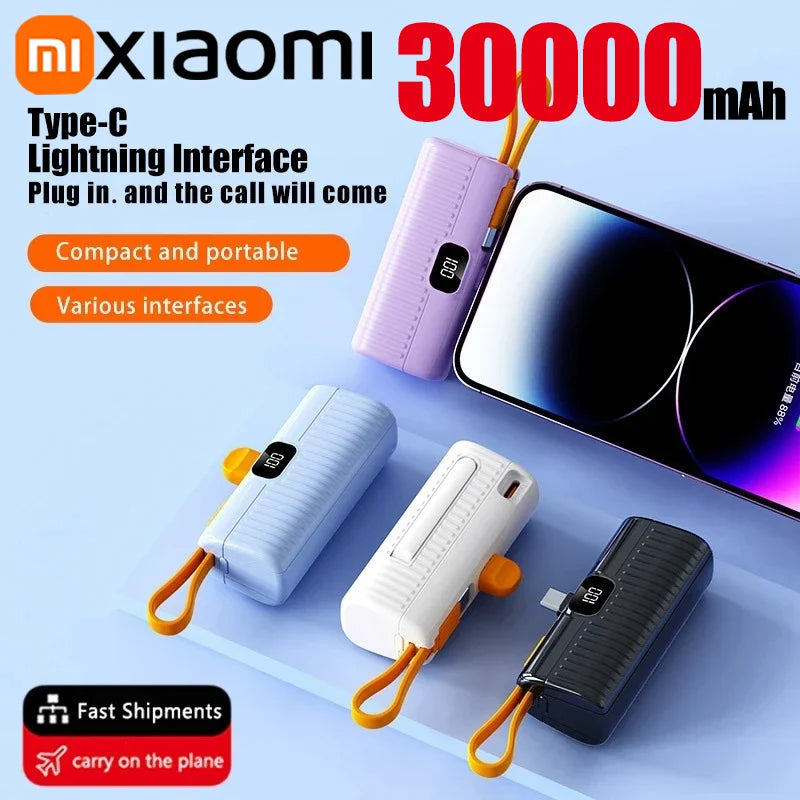 Xiaomi 30000Mah Mini Portable Pocket Power Bank Type-C Two-Ways Fast Effective Charging Power Bank Compatible for Iphone