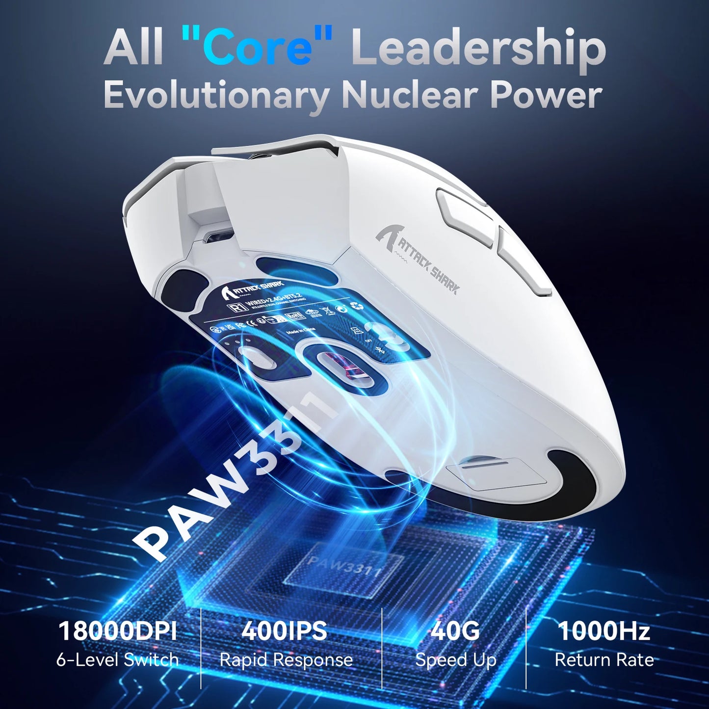 R1 Gaming Mouse - Dual-Mode Wireless/Wired, Adjustable DPI, Ultra-Light Ergonomic Design for Competitive Gamers