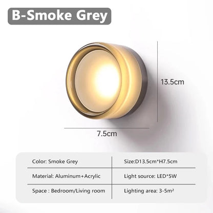 Nordic LED Minimalist Circular Wall Lamp Decoration Personality Acrylic Small Background Bedroom Indoor Hotel Wall Lighting