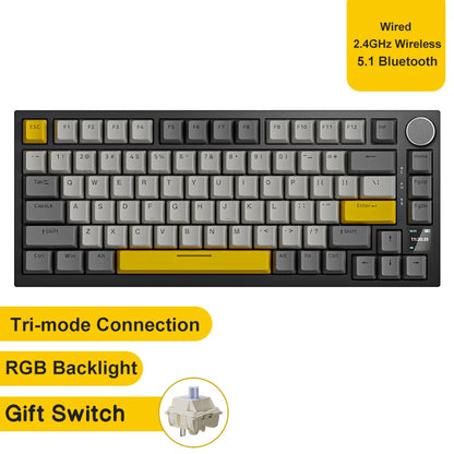 Ak820/Ak820Pro Gaming Mechanical Keyboard Bluetooth 5.1/Wireless/C-Wired Customized Keyboard with Knob Hot Swapping Gasket