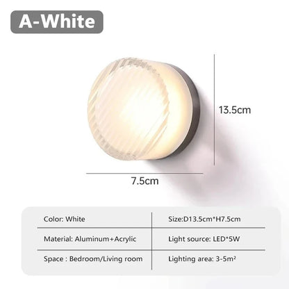 Nordic LED Minimalist Circular Wall Lamp Decoration Personality Acrylic Small Background Bedroom Indoor Hotel Wall Lighting