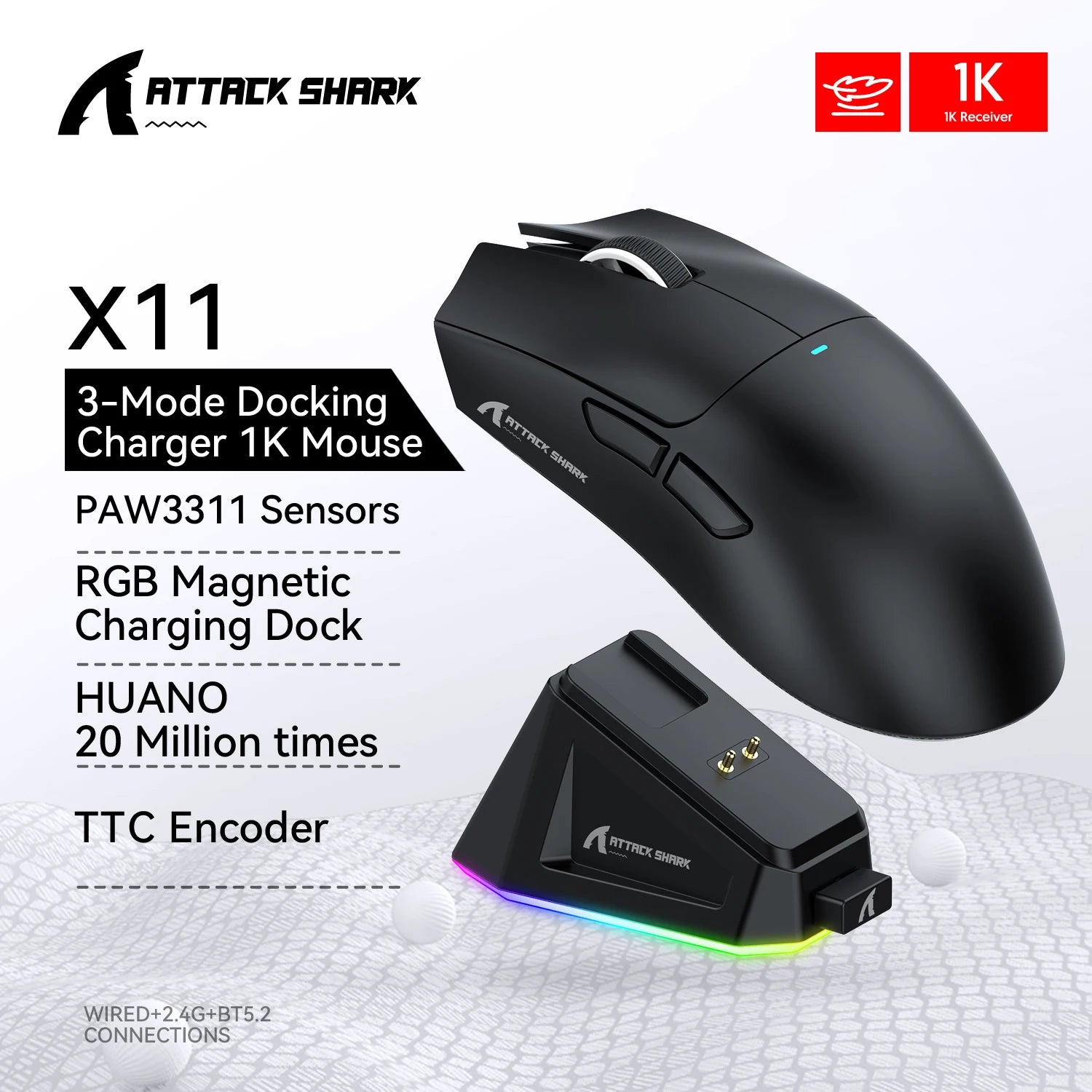 R1 Gaming Mouse - Dual-Mode Wireless/Wired, Adjustable DPI, Ultra-Light Ergonomic Design for Competitive Gamers
