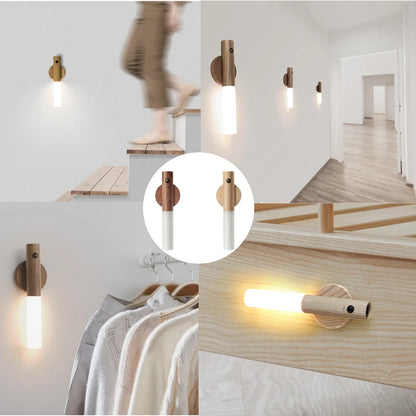 Night Light Motion Sensor Night Lights Rechargeable Wall Sconces Magnetic Wall Lights Wooden Wall Lighting for Bedroom Stair