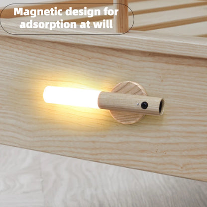 Night Light Motion Sensor Night Lights Rechargeable Wall Sconces Magnetic Wall Lights Wooden Wall Lighting for Bedroom Stair