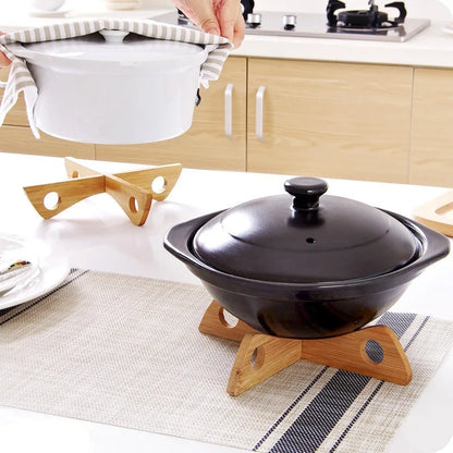 Cross Tray Holder Wooden Removable Table Mat Anti-Heat Steam Table Mat Household Kitchen Anti-Slip Wooden Mat Gadget